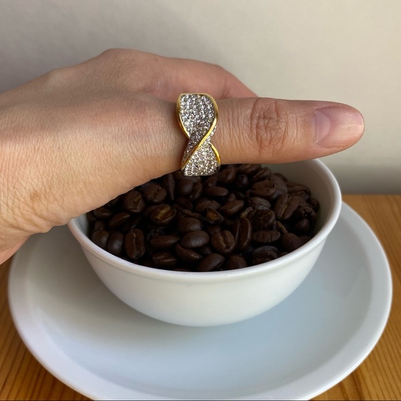 Infinity Criss-Criss Sparkling Crystals Gold Band Ring 9 - Picture 10 of 16